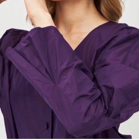 ZARA bodysuit button down long balloon  sleeves Purple Size Small - Picture 5 of 17